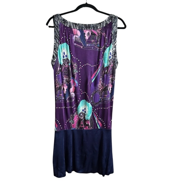 CUSTO BARCELONA Vintage 90s Y2K Artsy Print Sleeveless Dress Purple Blue Size S - Picture 9 of 12